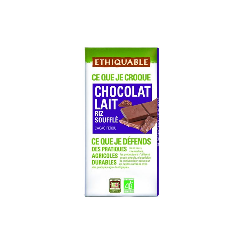 Chocolate leche arroz inflado Ecológico 100g