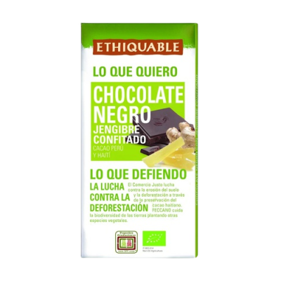 Dark chocolate with ginger candied Organic