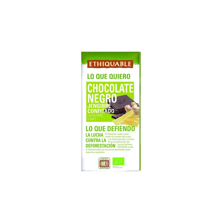 Dark chocolate with ginger candied Organic