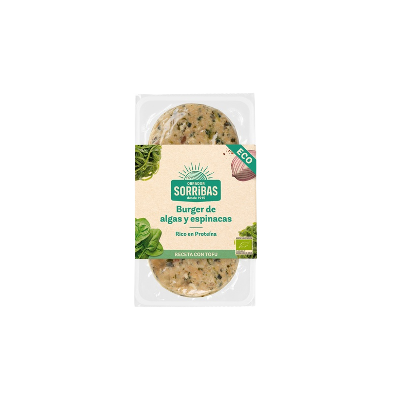 Hamburguesa de espinacas y algas con tofu 160g ecológica  