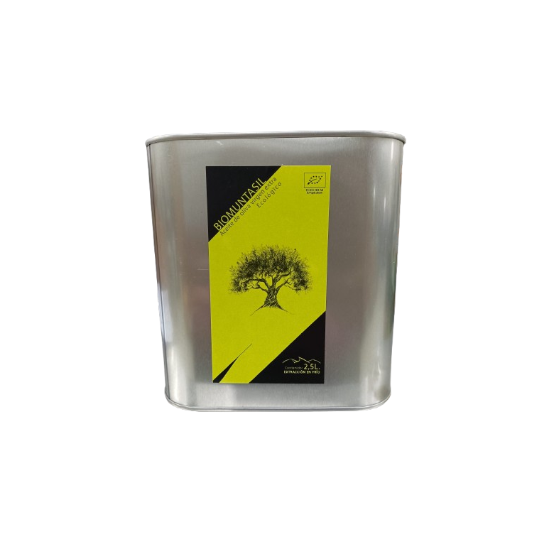 Extra virgin olive oil 2.5 litre tin. BIOMUNTASIL Organic