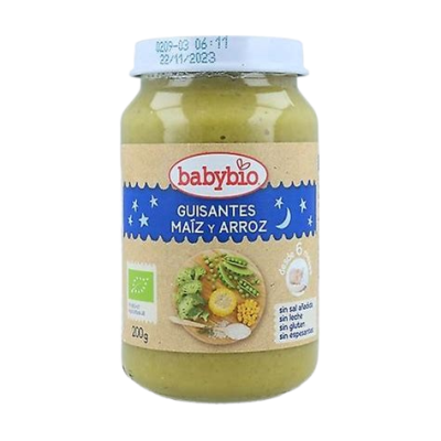 Tarrito Guisantes, maíz y arroz 200g ecológico
