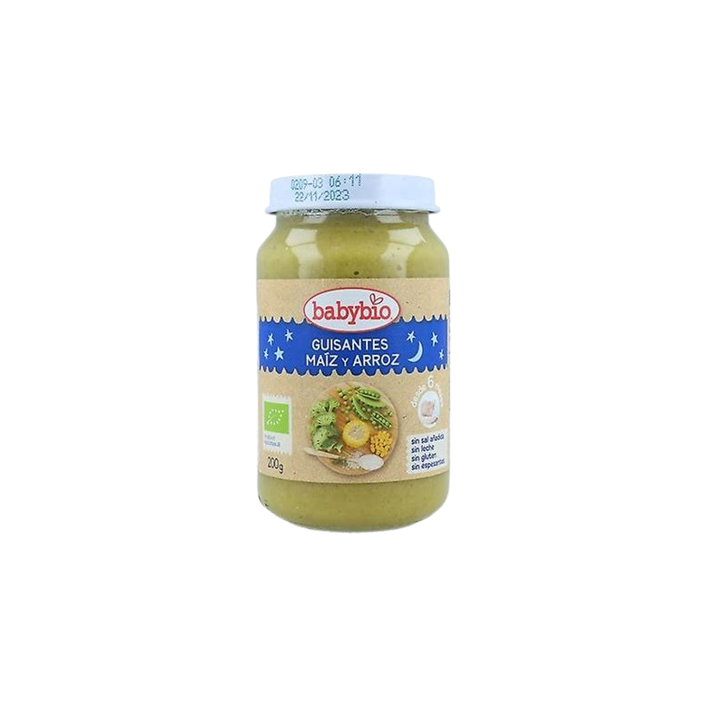 Tarrito Guisantes, maíz y arroz 200g ecológico