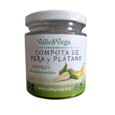 Sugar-Free Pear and Banana Compote 250g Valle y Vega Organic