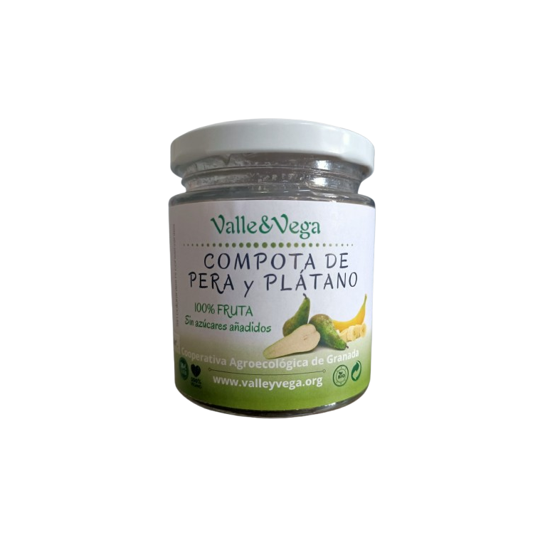 Compota de PERA y PLÁTANO SIN AZUCAR 250g Ecologica Valle y Vega