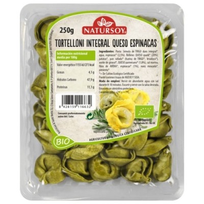 Tortelloni integrales con queso y espinacas 250g ecológicos