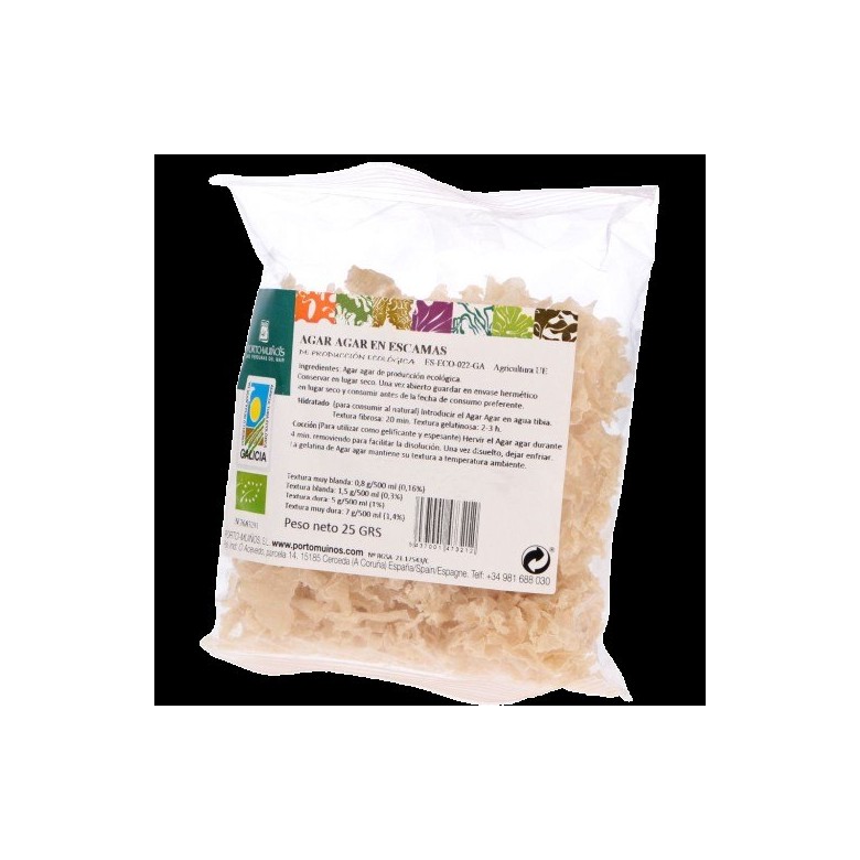 Agar Agar en escamas Ecológico. 25 gr. Porto Muiños